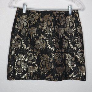 bebe* Women's Fully Lined 6" Front Zipper Slit Textured BOHO Pencil Skirt~Size 0